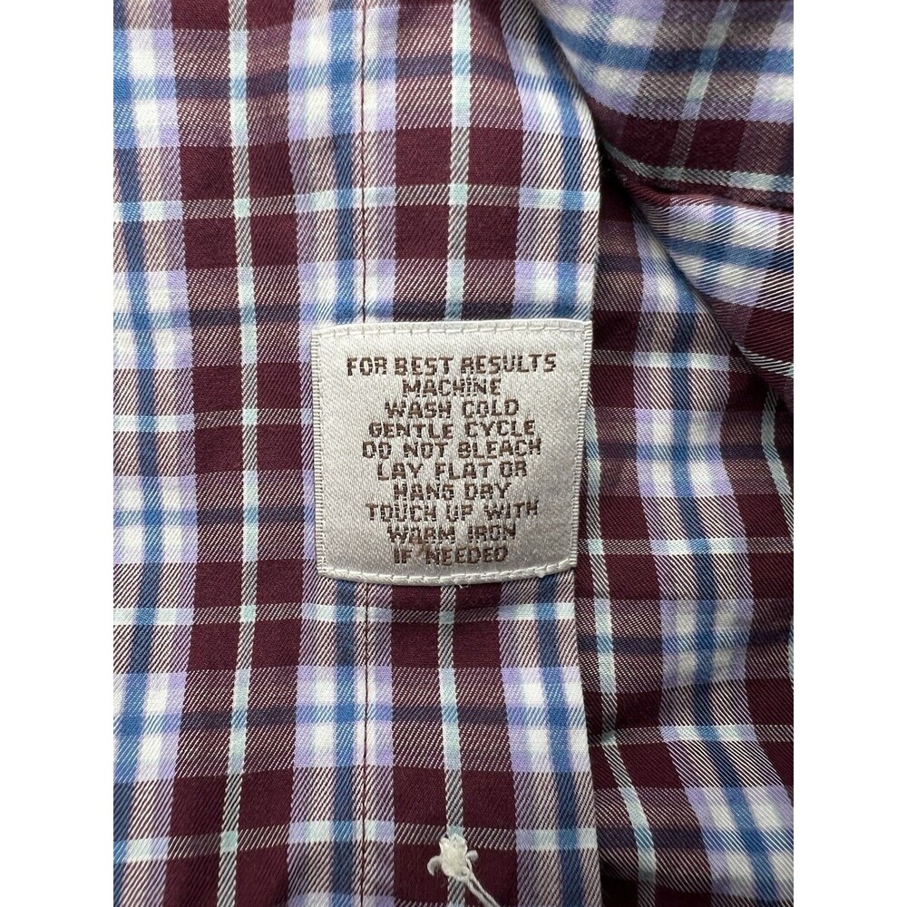 Peter Millar Shirt Mens L Red Blue Check Button Up Long Sleeve Stretch Men - Picture 5 of 7